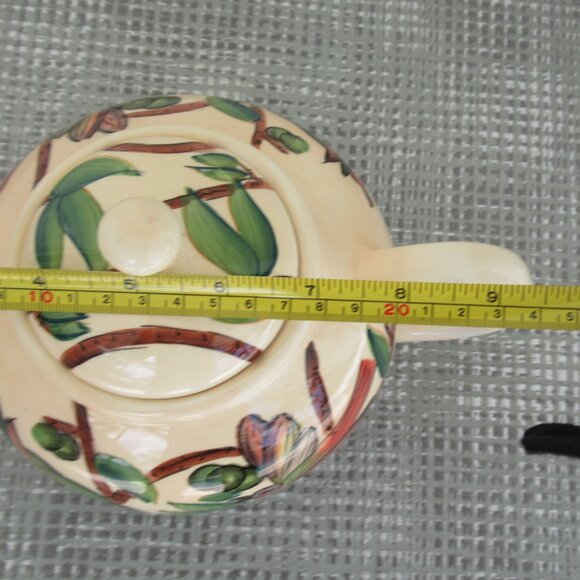 VTG Chinese Hand Painted Birds, Nature, Teapot 1 quart Capacity, Yellow - Picture 12 of 13